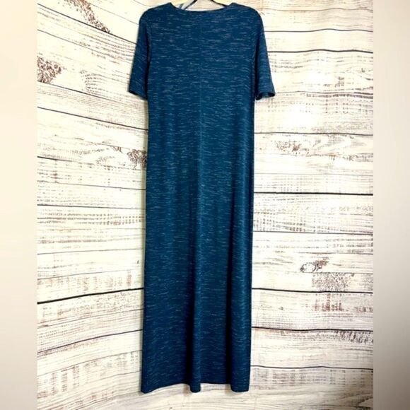 Lilla P Dress Womens Size Medium Maxi front slit Navy Blue space Dye Minimalist - Picture 3 of 12